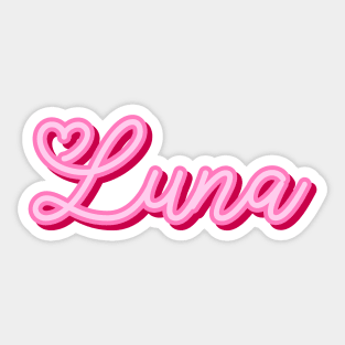 Luna name pink heart Sticker